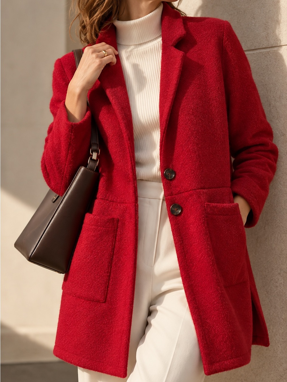 NWT Maurices L Red Brushed Knit Coatigan Long Cardigan Jacket Pockets
